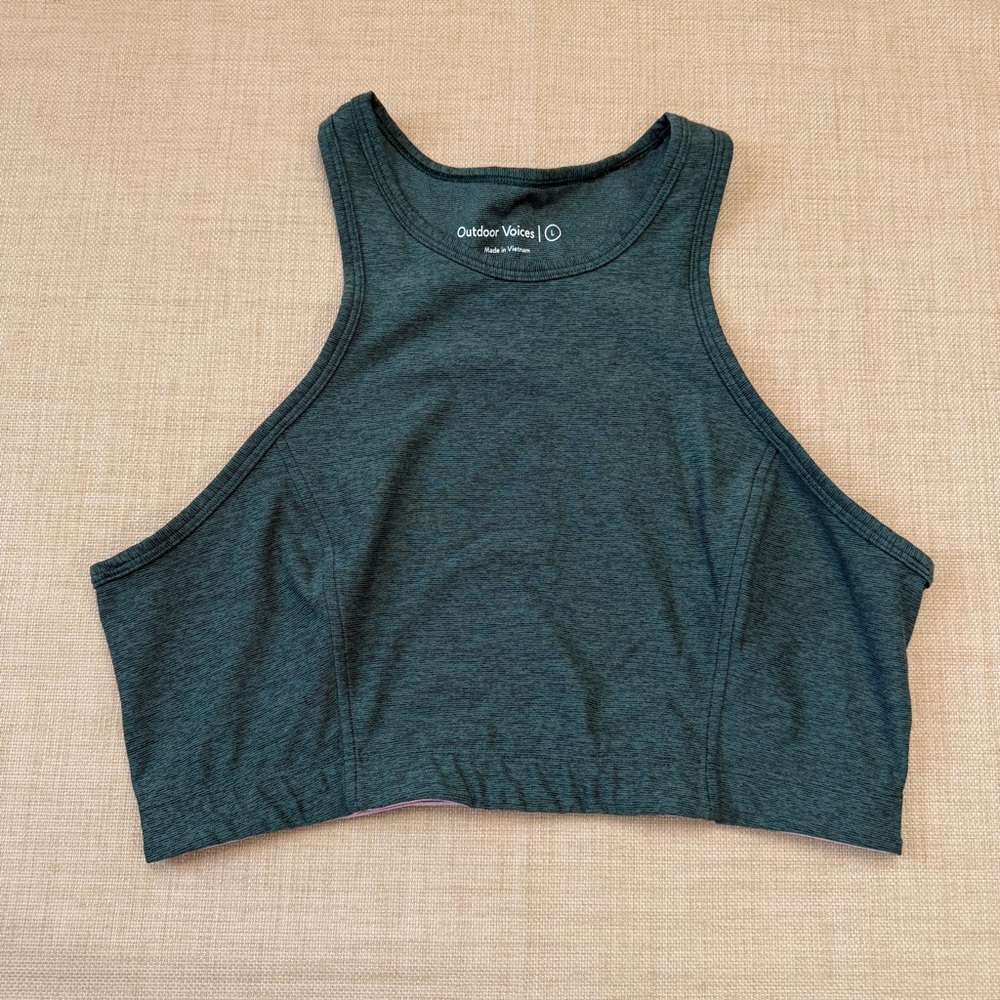 Outdoor Voices Green High Neck Sports Bra Crop Top